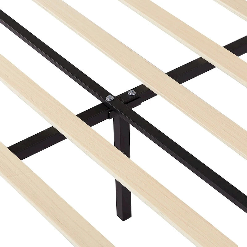 VECELO, Cadre de lit plateforme rembourré avec tête de lit cloutée, tailles Twin, Full et Queen - Gris