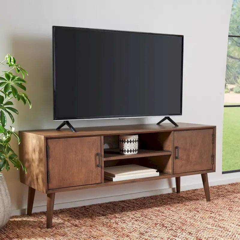 Meuble TV multimédia SAFAVIEH Maegan style milieu du siècle avec rangement - 120 cm (L) x 40 cm (P) x 51 cm (H)
