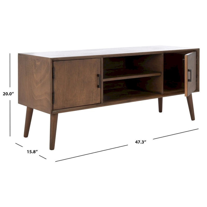 Meuble TV multimédia SAFAVIEH Maegan style milieu du siècle avec rangement - 120 cm (L) x 40 cm (P) x 51 cm (H)