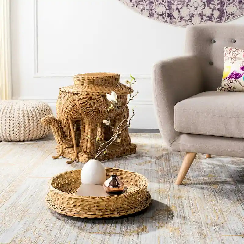 Table d'appoint SAFAVIEH Bilek avec rangement, finition naturelle - 63,5 x 44,5 x 54,6 cm (25 po L x 18 po P x 22 po H)