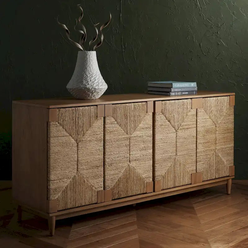 Buffet 4 portes SAFAVIEH Couture Nedime Banana Stem - 177 cm L x 46 cm P x 81 cm H - 178 cm L x 81 cm P x 46 cm H