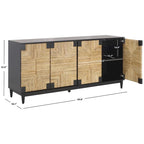 Buffet 4 portes SAFAVIEH Couture Nedime Banana Stem - 177 cm L x 46 cm P x 81 cm H - 178 cm L x 81 cm P x 46 cm H