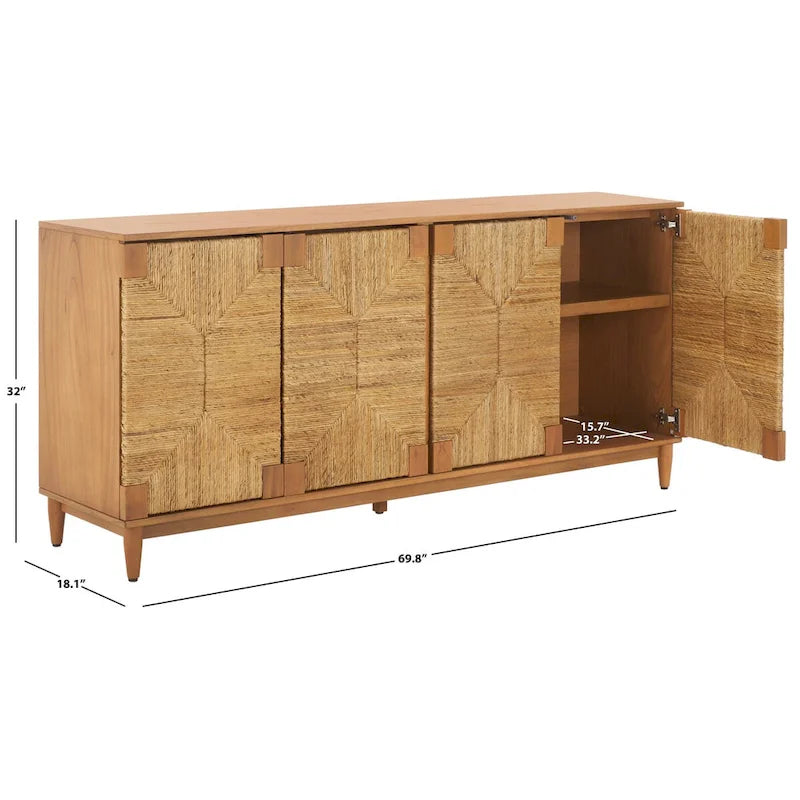 Buffet 4 portes SAFAVIEH Couture Nedime Banana Stem - 177 cm L x 46 cm P x 81 cm H - 178 cm L x 81 cm P x 46 cm H