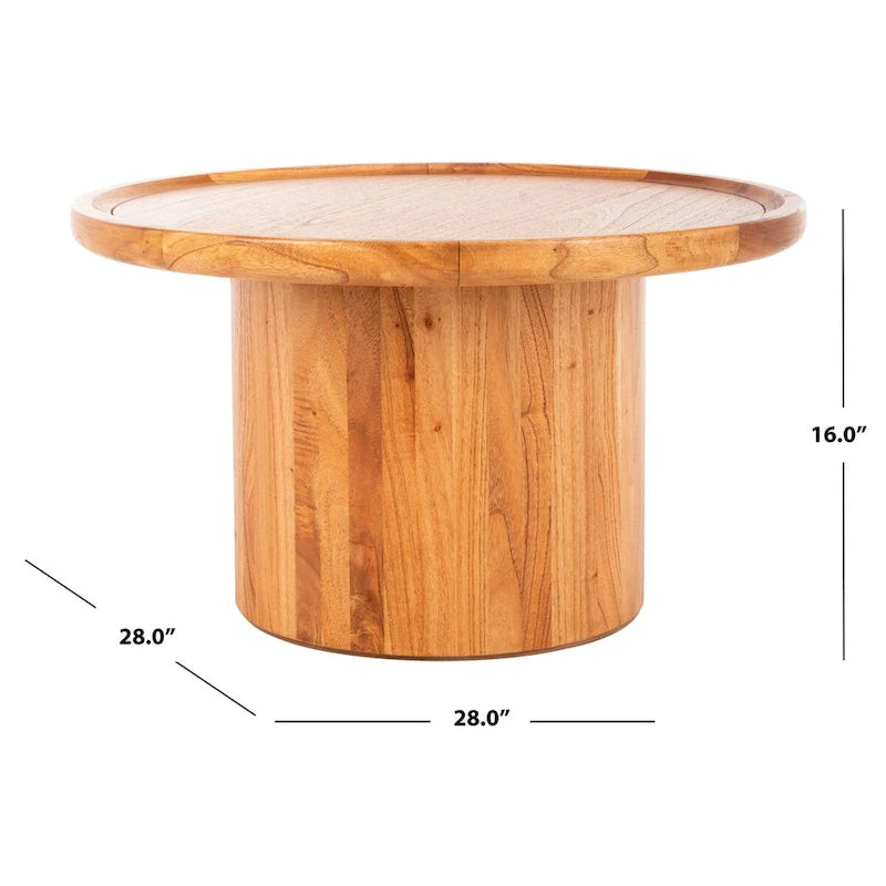 Table basse ronde à piédestal SAFAVIEH Lovey - Naturel - 71 cm (L) x 71 cm (P) x 41 cm (H)