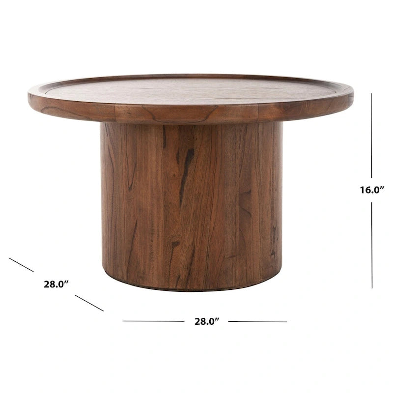 Table basse ronde à piédestal SAFAVIEH Lovey - Naturel - 71 cm (L) x 71 cm (P) x 41 cm (H)