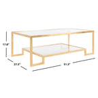 Table basse rectangulaire Delila de SAFAVIEH Couture, finition feuille d'or - 51,3 cm L x 27,5 cm l x 17,8 cm H - 51 cm L x 28 cm P x 18 cm H