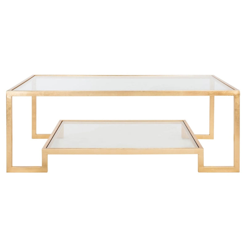 Table basse rectangulaire Delila de SAFAVIEH Couture, finition feuille d'or - 51,3 cm L x 27,5 cm l x 17,8 cm H - 51 cm L x 28 cm P x 18 cm H
