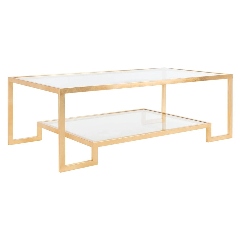 Table basse rectangulaire Delila de SAFAVIEH Couture, finition feuille d'or - 51,3 cm L x 27,5 cm l x 17,8 cm H - 51 cm L x 28 cm P x 18 cm H