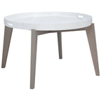 Table d'appoint SAFAVIEH Sharron laquée blanche/grise - 0 - 32 x 32 x 18 - 32L x 32P x 18H