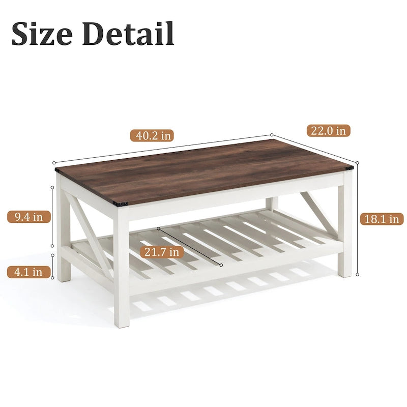 Table basse Pellabant à 2 niveaux avec étagère de rangement
