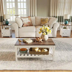 Table basse Pellabant à 2 niveaux avec étagère de rangement