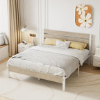 Cadre de lit plateforme Javlergo avec tête de lit en bois, support à lattes métalliques robustes, aucun sommier requis