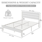 Cadre de lit plateforme Javlergo avec tête de lit en bois, support à lattes métalliques robustes, aucun sommier requis