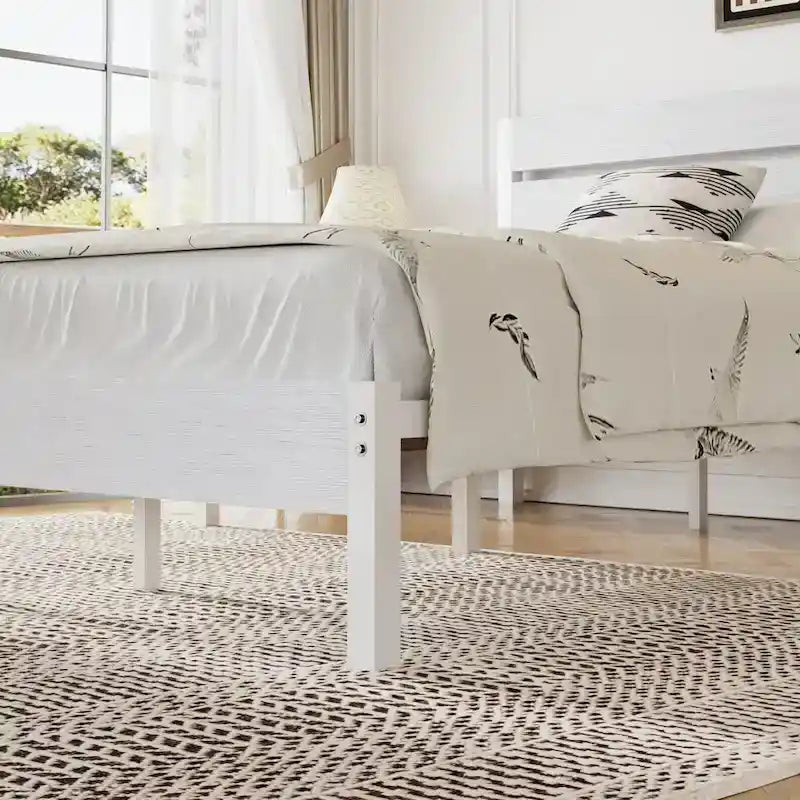 Cadre de lit plateforme Javlergo avec tête de lit en bois, support à lattes métalliques robustes, aucun sommier requis