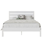 Cadre de lit plateforme Javlergo avec tête de lit en bois, support à lattes métalliques robustes, aucun sommier requis