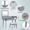 43.3 Classic Wood Makeup Vanity Set with Flip-top Mirror and Stool, Dressing Table with Three Drawers and storage space