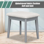 Ensemble coiffeuse classique en bois 43,3 cm avec miroir rabattable et tabouret, table de maquillage avec trois tiroirs et espace de rangement