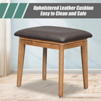 Ensemble coiffeuse classique en bois 43,3 cm avec miroir rabattable et tabouret, table de maquillage avec trois tiroirs et espace de rangement