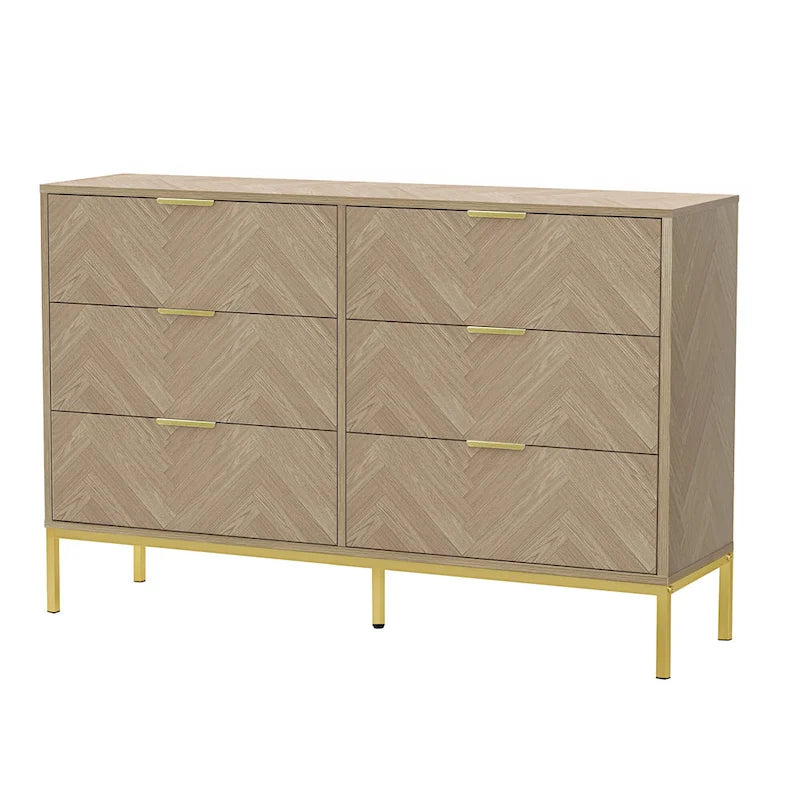 Commode double à 6 tiroirs Anmytek, style moderne en bois, pour chambre ou salon