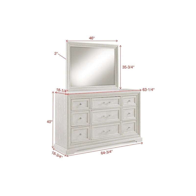 Ensemble de chambre à coucher Oliver 5 pièces à panneaux crème