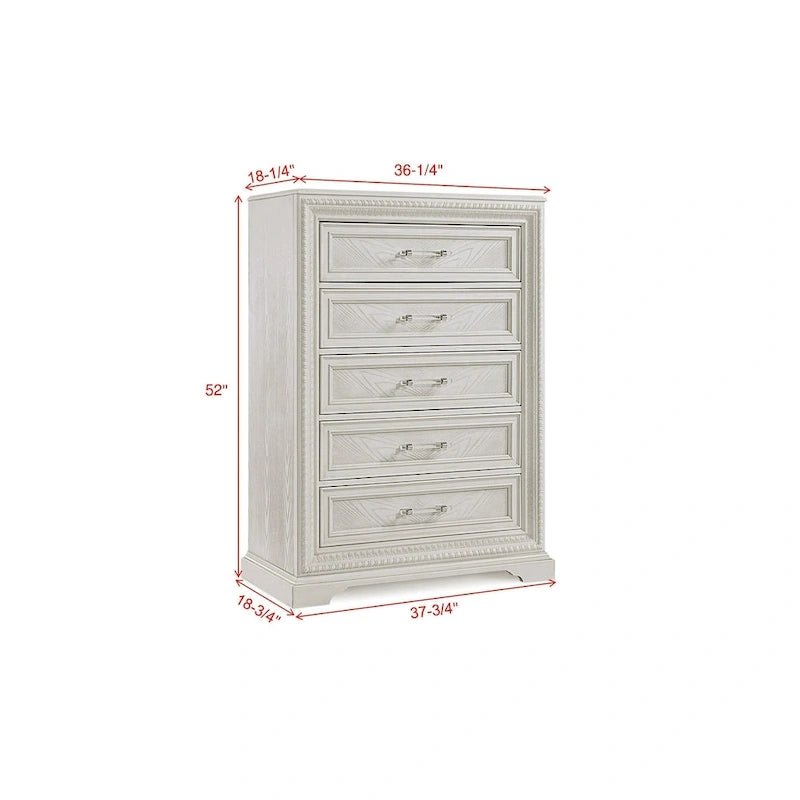 Ensemble de chambre à coucher Oliver 5 pièces à panneaux crème