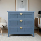 Meuble à 3 tiroirs, style américain, convient pour la chambre, le salon ou le bureau. Couleur : bleu.