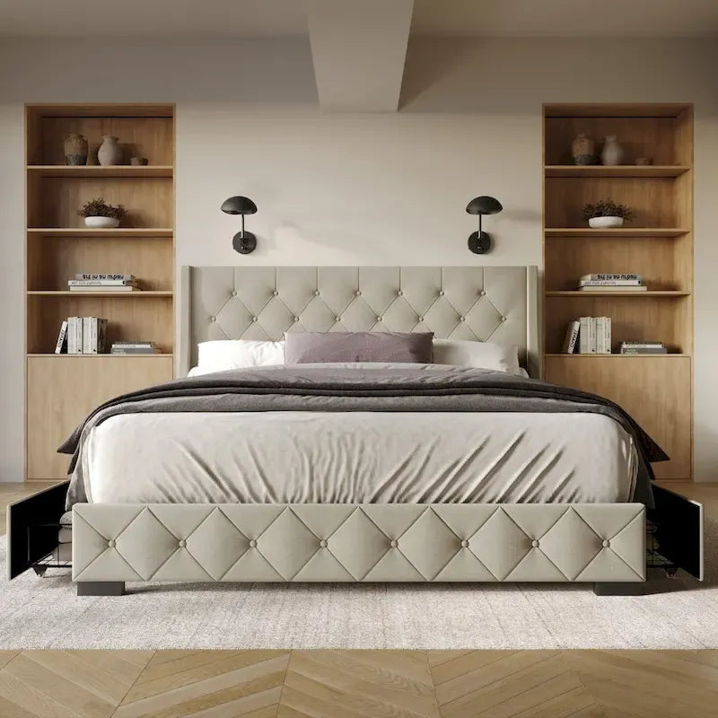 Olympia Full Tufted Upholstered Storage Platform Bed