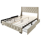 Lit plateforme de rangement Olympia entièrement capitonné