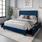 Lit plateforme de rangement capitonné Sheffield