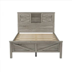 Ensemble de chambre à coucher comprenant un lit plateforme double avec station de recharge, une table de chevet et une commode (ensemble de 3 pièces)