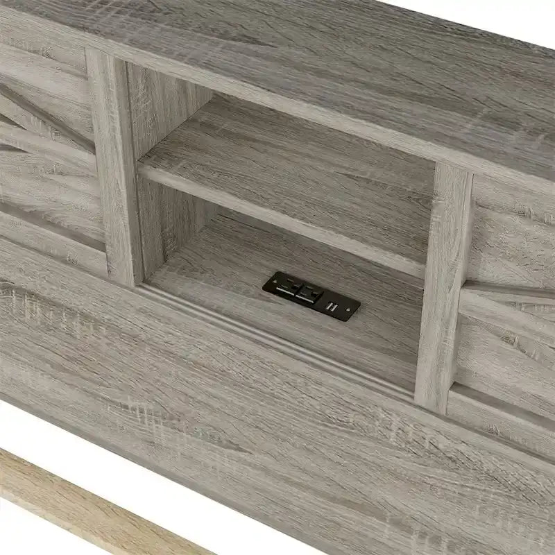 Ensemble de chambre à coucher comprenant un lit plateforme double avec station de recharge, une table de chevet et une commode (ensemble de 3 pièces)