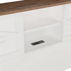 Ensemble de chambre à coucher comprenant un lit plateforme double avec station de recharge, une table de chevet et une commode (ensemble de 3 pièces)