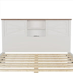 Ensemble de chambre à coucher comprenant un lit plateforme double avec station de recharge, une table de chevet et une commode (ensemble de 3 pièces)