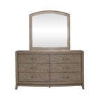 Ensemble de chambre à coucher Avalon en chêne beige bruni avec lit de rangement capitonné, commode, miroir et coffre - King, Queen