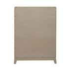 Ensemble de chambre à coucher Avalon en chêne beige bruni avec lit de rangement capitonné, commode, miroir et coffre - King, Queen