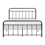 Lit Ryan en métal, format double, sommier à lattes, cadre à fuseaux incurvés noirs