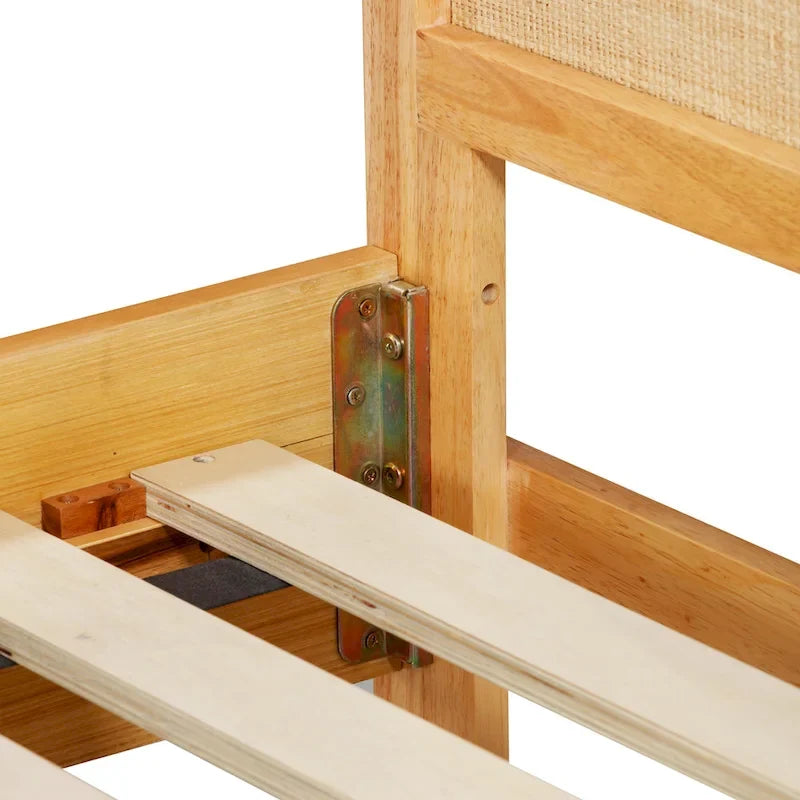 Lit Grappa en bois naturel et rotin