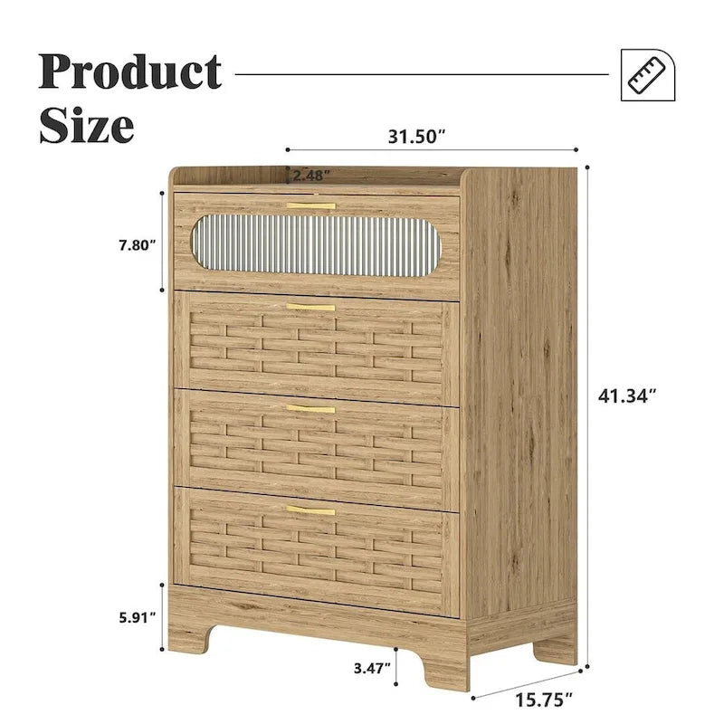 Commode de rangement polyvalente de style campagnard pour chambre à coucher