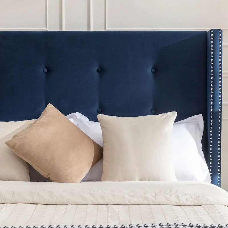 Lit Queen/King capitonné avec tête de lit haute CUSchoice (sommier non requis)