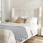 Lit Queen/King capitonné avec tête de lit haute CUSchoice (sommier non requis)