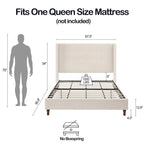 Lit Queen/King capitonné avec tête de lit haute CUSchoice (sommier non requis)