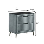 Lit rembourré en velours côtelé à larges côtes Mavela de Roundhill Furniture avec 2 tables de chevet, bleu