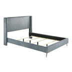 Lit rembourré en velours côtelé à larges côtes Mavela de Roundhill Furniture avec 2 tables de chevet, bleu