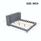 Lit plateforme rembourré avec lumières LED et tête de lit en forme de U