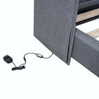 Lit plateforme rembourré avec lumières LED et tête de lit en forme de U