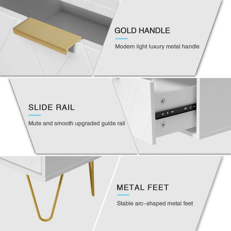 Ensemble commode 6 tiroirs et table de chevet pour chambre à coucher (lot de 2 et commode 6 tiroirs combinées)