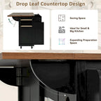 Îlot de cuisine roulant de style campagnard de 53,5 po de largeur avec abattant et prise électrique