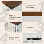 Îlot de cuisine roulant de style campagnard de 53,5 po de largeur avec abattant et prise électrique