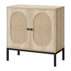 Armoire de rangement en rotin beige avec portes et étagères - Non disponible
