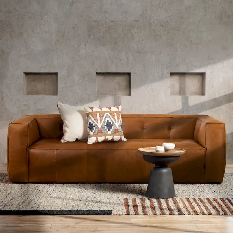 Canapé Poly &amp; Bark Capa 92 - Cuir italien pleine fleur véritable